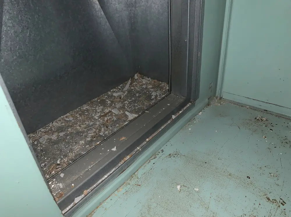 Before air handler debris removal in Calgary