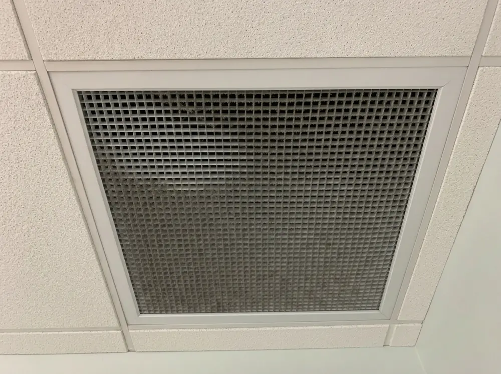 Before ceiling vent deep clean in Calgary